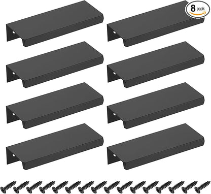uxcell Cabinet Finger Edge Pull, 8pcs 80mm / 3.15" Aluminum Alloy Back Mount Hidden Cabinet Pulls Concealed Handle for Home Kitchen Drawer Cabinet, Black