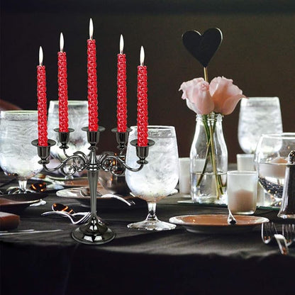 Metal Candelabra 5-Candle 10.1 Inch Tall Candle Holder Stick for Home Wedding Event and Party Festival,Black