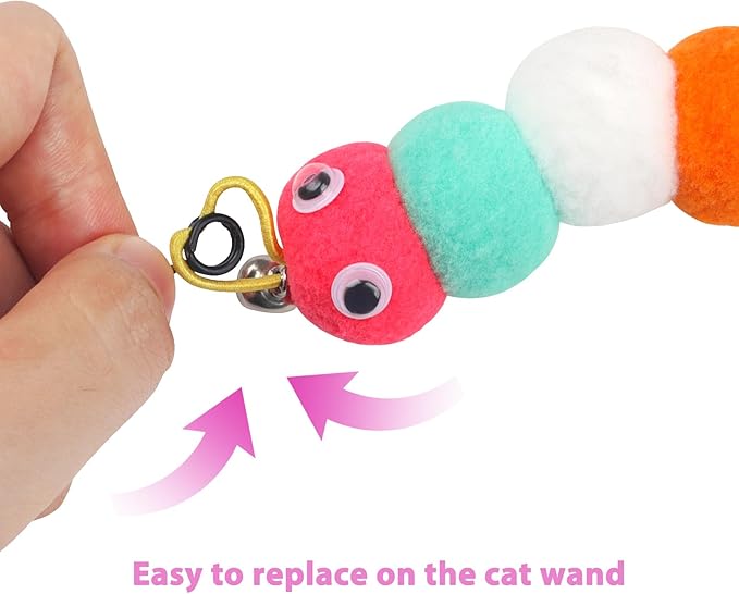Cat Feather Wand Replacement - 12 PCS Toy Refills and Attachments for Cat Toys-Mewly Pet