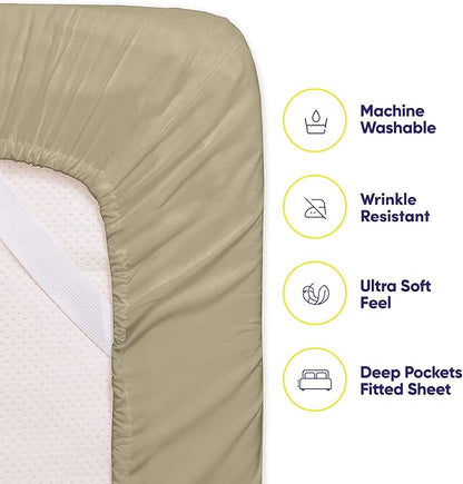 Twin XL Size Bed Sheets - 4 Piece 1500 Supreme Collection Fine Brushed Microfiber Deep Pocket Twin X-Large Sheet Set Bedding - 1 EXTRA PILLOW CASES, GREAT VALUE, Twin XL, Sage