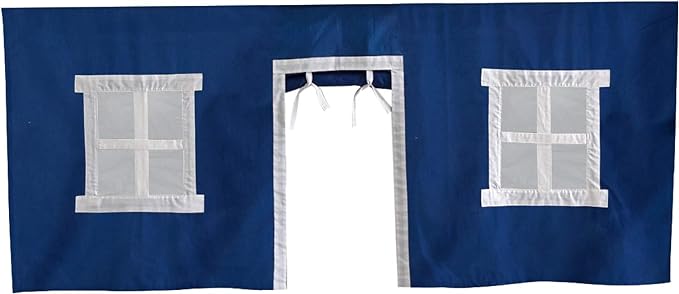 Max & Lily Underbed Privacy Curtain for Low Bunk/Loft Bed, 2 Panel Play Curtain Set - Hot Blue/White Cotton