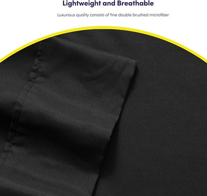 Queen Sheets Black - 6 Piece 1500 Supreme Deluxe Collection Deep Pocket Ultra Soft Queen Sheet Set Bedding - 2 Extra Pillow Cases, Great Value, Queen, Black