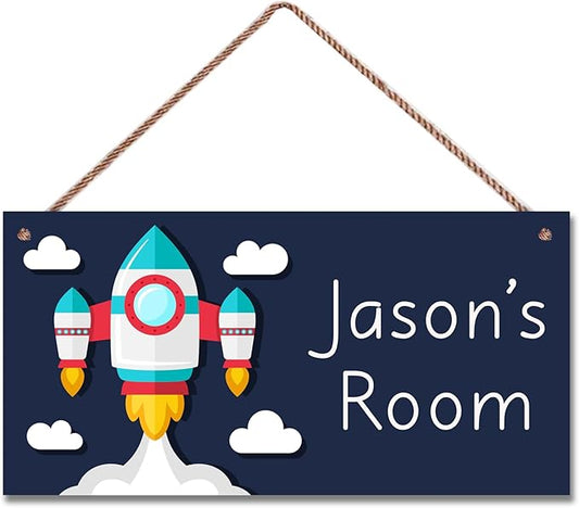 Personalized Fantasy Decor for Boys Room Outer Space Theme Room Decor for Nursery,Rocket Wall Art Decor for Kids Room Gilrs Bedroom Little Man Cave