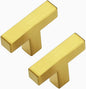 10 Pack Brushed Brass Cabinet Knobs - Kitchen Cabinet Knobs Gold Cabinet Pulls for Kitchen Cabinet Drawer Stainless Steel Dresser Knobs for Cabinet Hardware 2in Length Single Hole Square