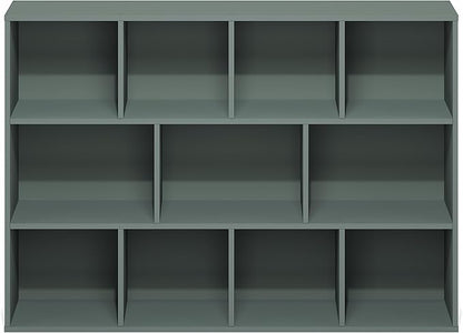 Furinno LUDER Book Shelf, 11-Cube Bookshelf, Reversible Bookcase, 9.4" x 29.1" x 41.7", for Living Room, Bedroom, Home Office, Sage Green