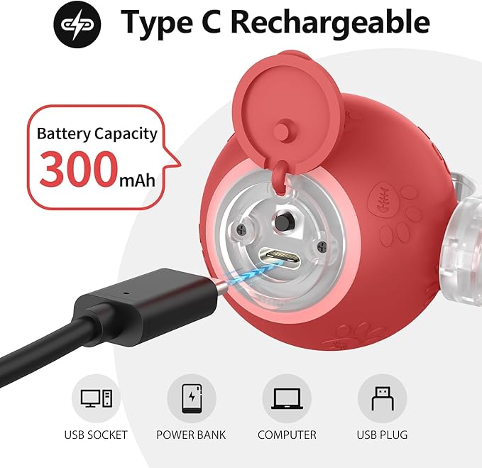 Interactive Cat Toys, Automatic Moving Cat Toys for Bored Indoor Adult Cats, Fast Rolling, Chirping & Motion-Activated Kitty Toys, Fun Gift for Cats with Speedy Tail 2.0, USB Rechargeable,Red-Mewly Pet