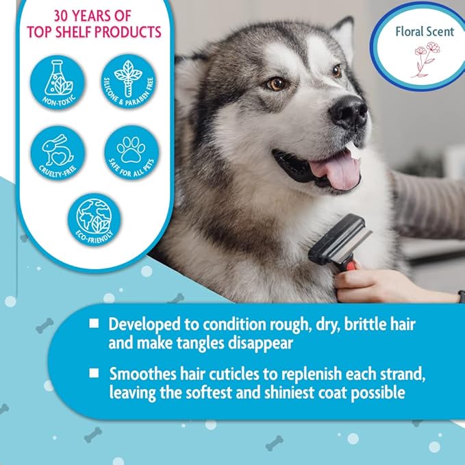 EQyss Premier Pet Conditioner - Moisturizes, Softens, & Conditions Dry Coat & Hair, Detangles & Adds Shine - for all Dogs, Cats, Puppies (128 oz)-Mewly Pet