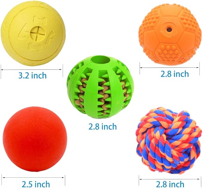 5 Different Functions Interactive Dog Puzzle Toys Balls for Medium Large Dogs, Food Treat Dispensing Dog Toys-Mewly Pet