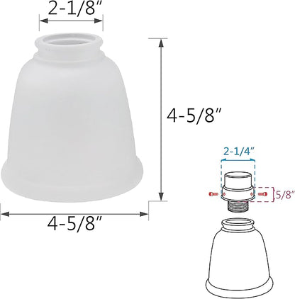 Aspen Creative 23045-4 Transitional Style Bell Shaped Frosted Replacement Glass Shade, 2-1/8" Fitter Size, 4-5/8" high x 4-5/8" diameter, 4 Pack
