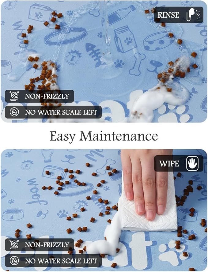 Pet Feeding Mat-Absorbent Dog Mat for Food and Water Bowl-No Stains Quick Dry Water Dispenser Mat-Dog Accessories Pet Supplies-Bowl for Messy Drinkers（PAW,17"x28"-Mewly Pet