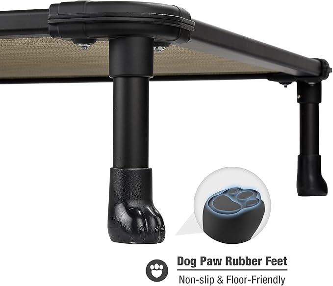 Veehoo Chew Proof Elevated Dog Bed - Cooling Raised Pet Cot - Rustless Aluminum Frame and Durable Textilene Mesh, Unique Designed No-Slip Feet for Indoor or Outdoor Use, Beige Coffee, X Large-Mewly Pet