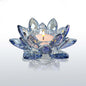 Crystal Lotus Flower Tealight Candle Holders/Glass Tea Light Candlestick Decor Decoration for Christmas Home Wedding Party… (Blue 1pc)