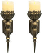Gold Candle Sconces Set of 2 - Metal Wall Candle Holders for Pillar - Vintage Brass Wall Décor for Living Room Bathroom Dining Room