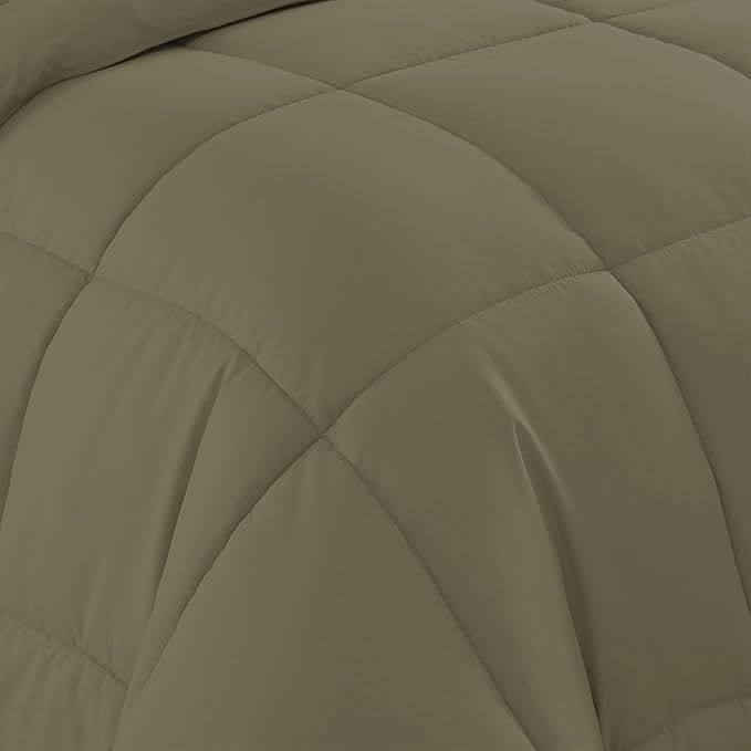 Sweet Home Collection 5 Piece Comforter Set Bag Solid Color All Season Soft Down Alternative Blanket & Luxurious Microfiber Bed Sheets, Sage, Twin