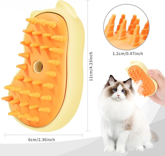 Rechargeable 3in1 Self-Cleaning Cat & Dog Deshedding Brush with 2 Gears for Long & Short Hair - Yellow-Mewly Pet