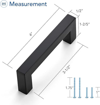 Ravinte 20 Pack Black Cabinet Pulls 3-1/2 Inch Square Kitchen Cabinet Handles Matte Black Kitchen Hardware for Drawer Pulls Drawer Handles Come with Screwdriver