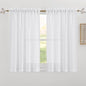 RYB HOME White Linen Curtains for Living Room Bathroom Kitchen, Rod Pocket Semi Translucent Breathable Home Decor Short Small Window Drapes, W 34 x L 45 inches, White, 2 Panels