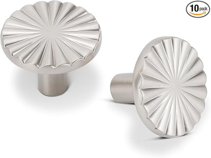 10 Pack Kitchen Cabinet Knobs Round Sunflower Dresser Knob Modern Drawer Hardware Cupboard Handles Furniture Knob for Bathroom Single Hole Knobs for Wardrobe Nickel TYH-BN-K10