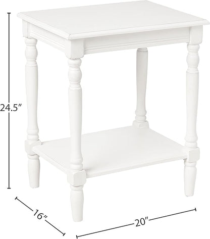 Decor Therapy Simplify Oak Wood Accent Storage Shelf End Table, Traditional Style, Antique White - (24" x 19.5" x 15.75")