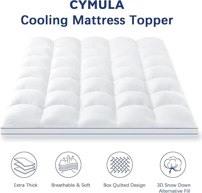 CYMULA Twin Mattress Topper, Extra Thick Plush Soft Mattress Pad, Pillow Top Mattress Topper with Deep Pocket