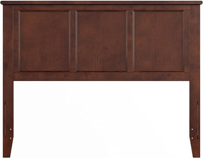 AFI, Madison Full Solid Wood Panel Headboard with Attachable Charger, Walnut