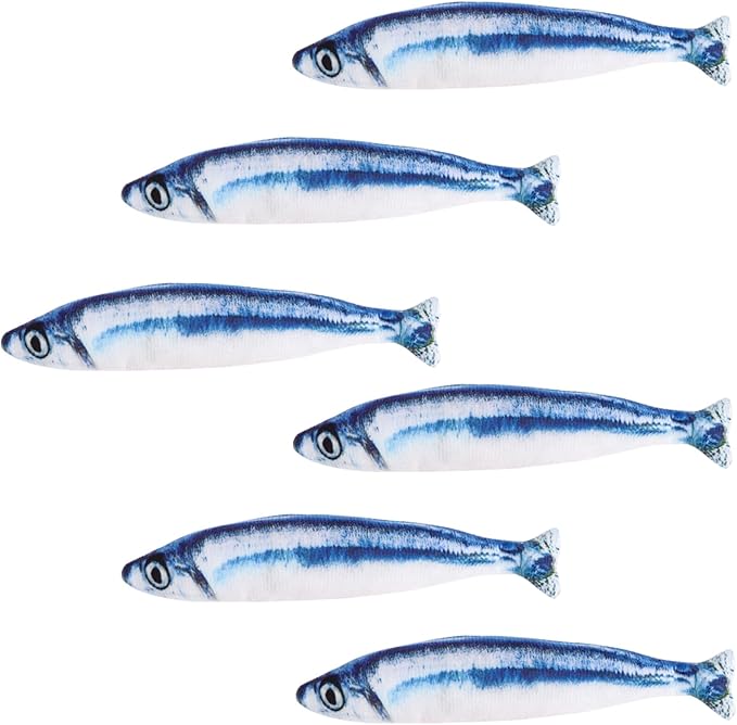 Catnip Saury Fish Toys,6pcs Cat Teething Chew Plush Toys for Pet Cat Lovers Relieve Stress Gifts Teething Chew Indoor Outdoor-Mewly Pet