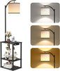 SUNMORY Floor Lamp with Table, End Table for Living Room with Lamp, Shelves Side Table with Charging Station(USB & AC Port), 3 Color Temperature LED Bulb, Modern Nightstand Lamp for Bedroom, Office
