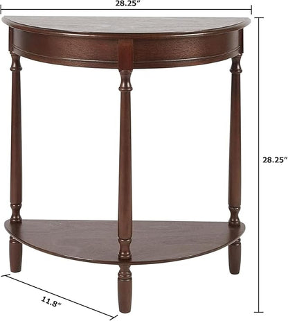Decor Therapy Simplify Half Round Accent Table, Walnut, 28.25w 11.8d 28.25h