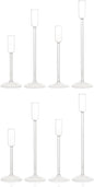 Candle Holder, Glass Taper Candle Tall Candlestick Holder, 4 Different Heights, for Table Centerpiece, Wedding, Party, Clear, 8pcs