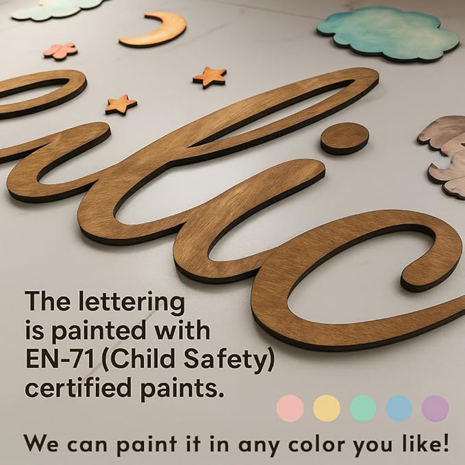 Custom Nursery Name Sign with Themed Decor Kit | Personalized Wooden Wall Art for Baby, Kids Room | Space, Jungle, Circus, Under the Sea, Woodland, Rainbow (30", Fairy Garden)