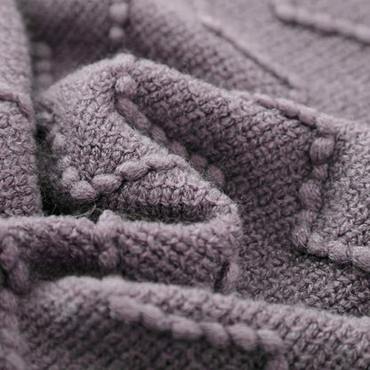 BOURINA Dark Lavender Throw Blanket 50x60 Inches Throw Textured Solid Soft Sofa Couch Decorative Knitted Blanket