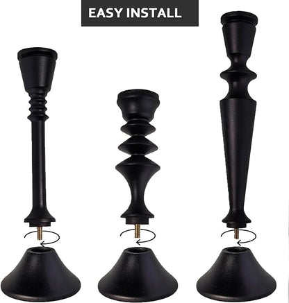 Candlestick Holders Black Candle Holder Set in 3 Designs-Taper Candle Holders Set of 3 for Candlesticks,Modern Wood Candle Stick Candle Holders for Decor