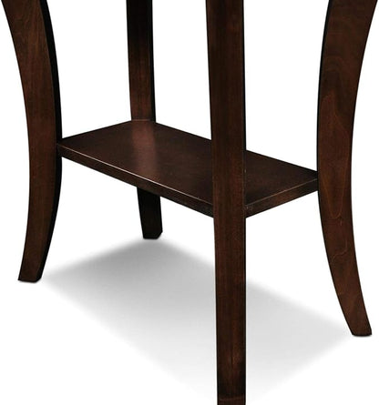 Leick Home Boa End Table, Solid Wood, Narrow, Bottom Display Shelf, Easy-Assembly, For Living Room/Bedroom, Chocolate Oak, 24.0 in. L x 14.0 in W x 24.0 in. H, 10305
