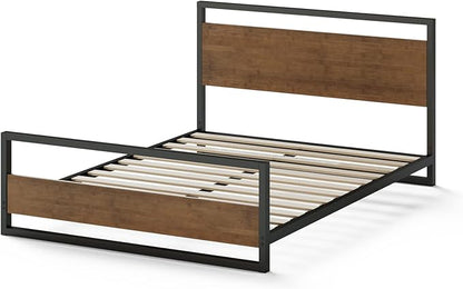 ZINUS Suzanne Bamboo and Metal Platform Bed Frame with Footboard, Wood Slat Support, No Box Spring Needed, Easy Assembly, King