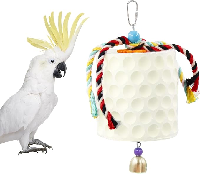 Extra Large Bird Chewing Toy, Parrot Beak Grinding Calcium Stone with Bells, Bird Cage Accessories, Cage Toys for Cockatiel Parakeet Parrot Budgies Rat Hamster Chinchilla Rabbit Bunny African Grey-Mewly Pet