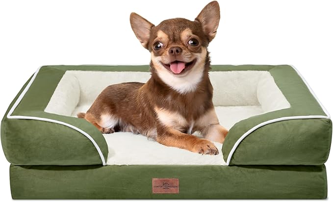 Comfort Expression Small Dog Beds Waterproof Orthopedic Foam Dog Sofa Beds for Small Dogs Comfy Pet Bed with Washable Removable Cover & Non-Slip Bottom(X-Small,Light Green)-Mewly Pet