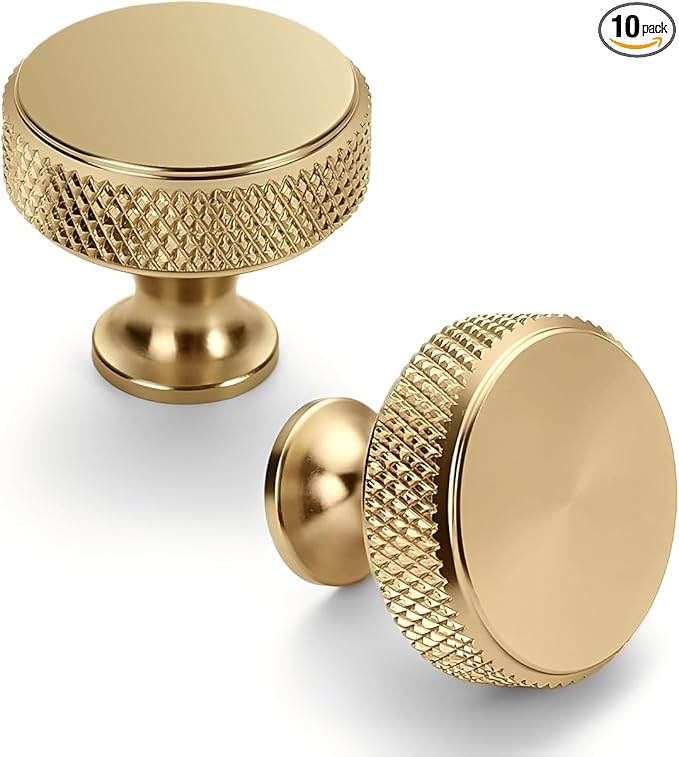 Asidrama 10 Pack Champagne Bronze Kitchen Cabinet Knobs Knurled Dresser Knobs Drawer Knob Cabinet Hardware Aluminum Knob for Dresser Drawers