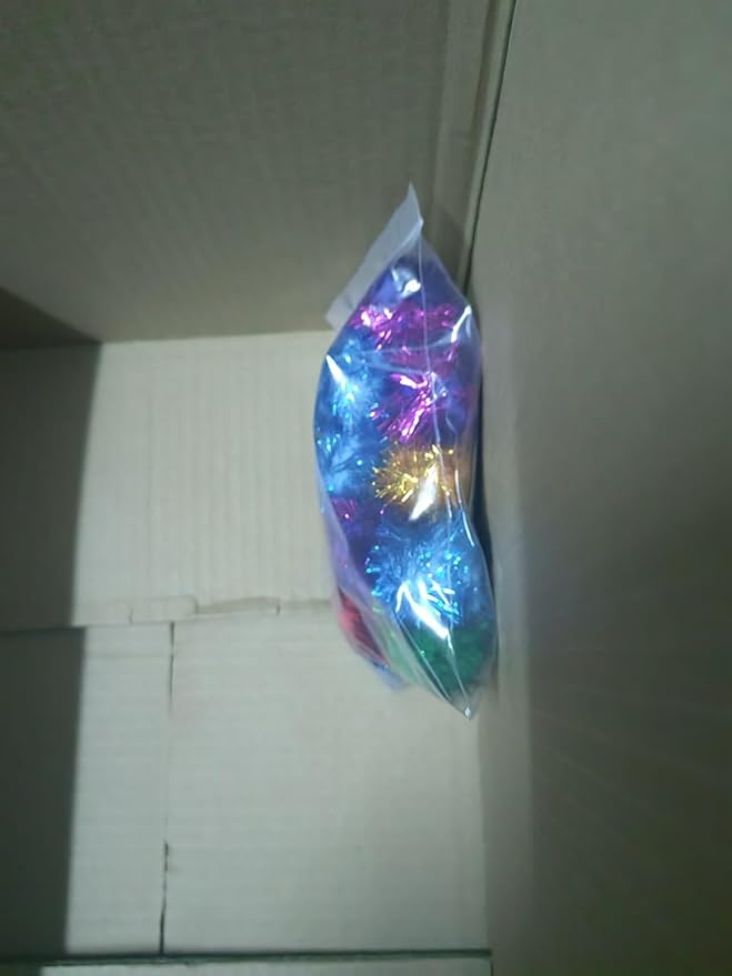 20 Pack 2 Inches Sparkle Balls for Cats, Large Size, Glitter Pom Poms Fuzzy Balls for Cats, Kitten Indoor Assorted Color Random-Mewly Pet