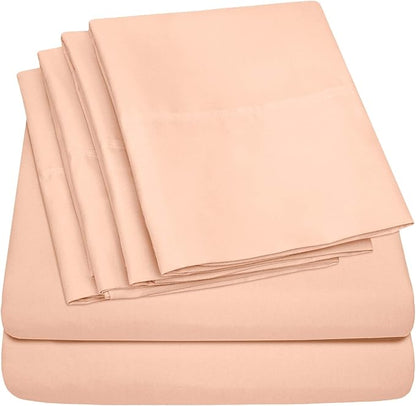 Sweet Home Collection 6 Piece Bed Sheet Set, Queen, Peach