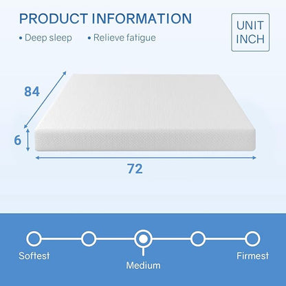 PayLessHere 6 inch Memory Foam Mattress Cooling Gel Green Tea Infused Mattress,Fiberglass Free,CertiPUR-US Certified,Cooler Sleep Supportive & Pressure Relief,White California King