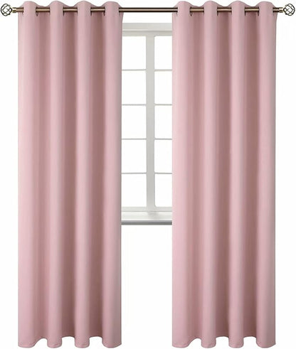 BGment Room Darkening Curtains 84 Inches Long - Grommet Thermal Insulated Drapes Window Treatment Curtains for Bedroom, 2 Panels, 52 x 84 Inch, Baby Pink