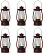 Red Painted Mini Lanterns 6-Pack - LED Flickering Candle Lanterns for Christmas & New Year, Valentine's, Wedding, Halloween & Western Party Decor, Table Centerpieces & Cowgirl Party Supplies
