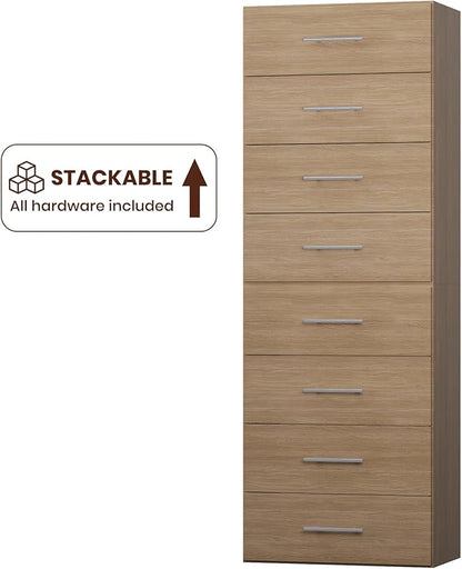 ROOMTEC 25.5" 4 Drawer Short Tower Closet Unit, Modular Closet System with Drawers and Shelf, Wardrobe Organizer for Bedroom or Walk-in Closet, Wall Mounted, Customizable Clothes Storage Unit, Wood