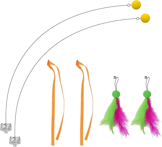 Interactive Cat Toys Cat Exercise Tumbler, Rechargeable Cat Toys for Indoor Cats Spin Butterfly Game Teasing Kitty, Extra Long Feather Wand (Attachment)-Mewly Pet