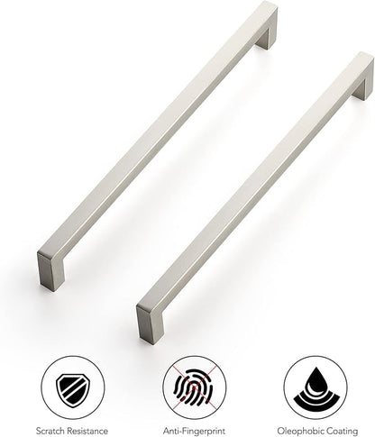 Ravinte 20 Pack 10 Inch Kitchen Square Cabinet Handles Satin Nickel Pulls Brushed Nickel Kitchen Cabinet Hardware Handles for Cupboard Drawer Pulls
