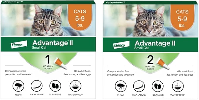 Advantage II Small Cat Vet-Recommended Flea Treatment & Prevention | Cats 5-9 lbs. | 3-Month Supply-Mewly Pet