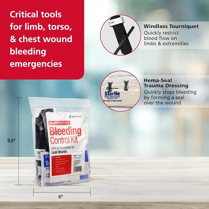First Aid Only 91512 Critical Essentials Bleeding Control Kit for Limb Wounds, 7 Pieces-Mewly Pet