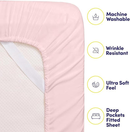 Queen Sheets Pale Pink - 6 Piece 1500 Supreme Collection Fine Brushed Microfiber Deep Pocket Queen Sheet Set Bedding - 2 Extra Pillow Cases, Great Value, Queen, Pale Pink