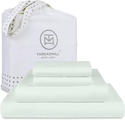 Threadmill California King Sheet Sets | 800 Thread Count Cal King Bed Sheets Set with 16” Deep Pocket | Sateen Weave, Better Than Egyptian Cotton, 4-Piece Bedding Set with Cooling Effect | Seaglass
