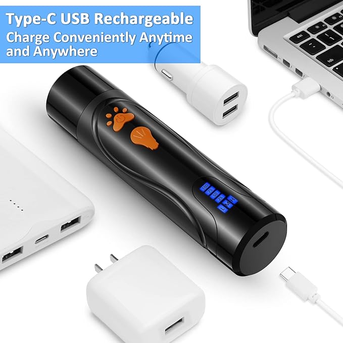 YABIFE Dog Nail Trimmers and Dog Nail Clippers Kit, Whisper Quiet Electric Grinder with Light, for Small, Medium, Large Dogs, Cats Toenail Grooming, 3 Speeds-Mewly Pet